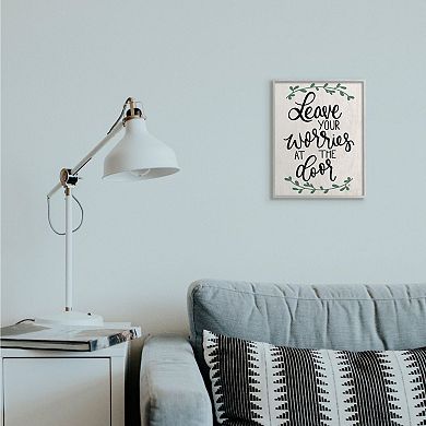 Stupell Home Decor Worries at the Door Leaf Framed Wall Art