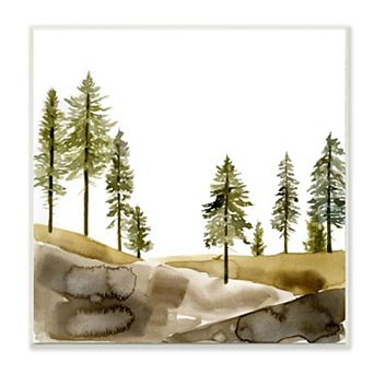 Stupell Home Decor Pine Tree Forest Watercolor Landscape Wall Art