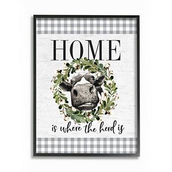 Stupell Home Decor Home Herd Cow Framed Wall Art