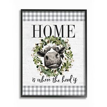 Stupell Home Decor Home Herd Cow Framed Wall Art