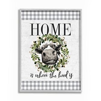Stupell Home Decor Home Herd Farm Cow Framed Wall Art