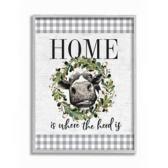Stupell Home Decor Home Herd Farm Cow Framed Wall Art