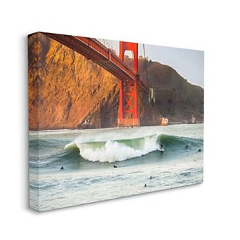 Stupell Home Decor Golden Gate Surfers Canvas Wall Art