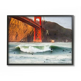 Stupell Home Decor Golden Gate Surfers Framed Wall Art