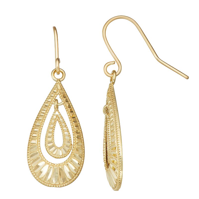 Fab-Gold 10k Gold Fishhook Earrings, Womens, Yellow