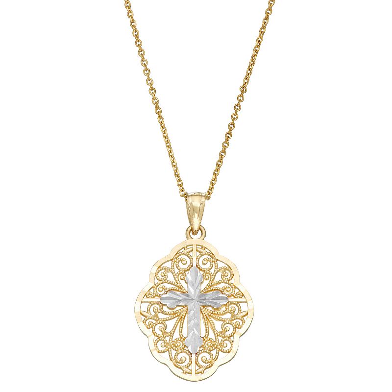 Fab-Gold 10k Gold Cross Pendant Necklace, Womens, Size: 18
