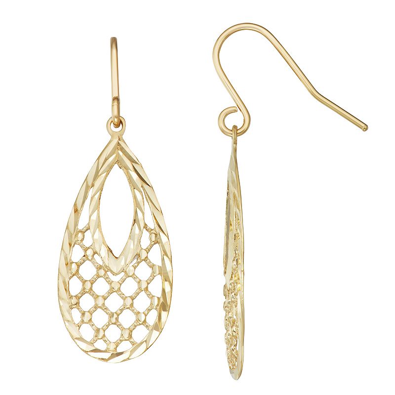 Fab-Gold 10k Gold Teardrop Earrings, Womens, Yellow