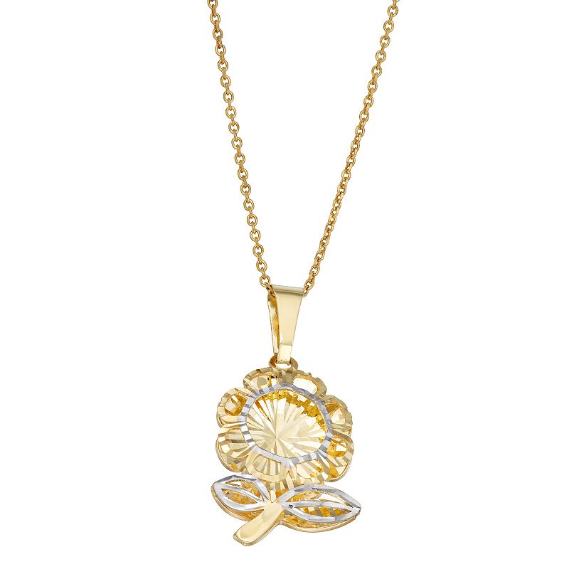 Fab-Gold 10k Gold Flower Pendant Necklace, Womens, Size: 18 - 86668452 - Jewelry Let your style bloom with this beautiful 10k gold  sku 86668452
