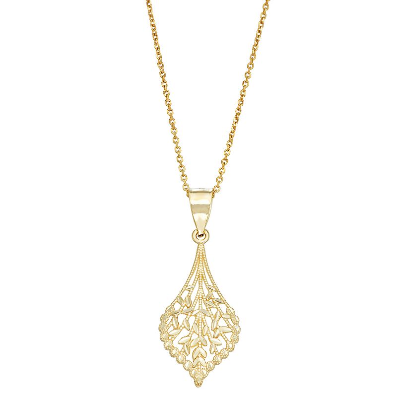 Fab-Gold 10k Gold Heart Pendant Necklace, Womens, Size: 18, Yellow