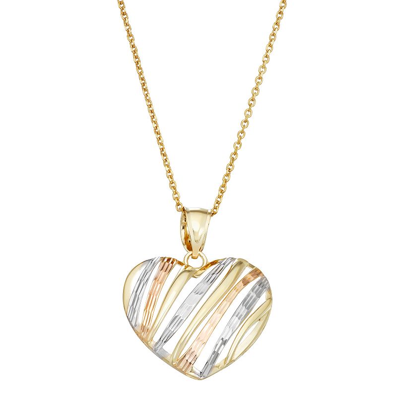 Fab-Gold 10k Gold Heart Pendant Necklace, Womens, Size: 18