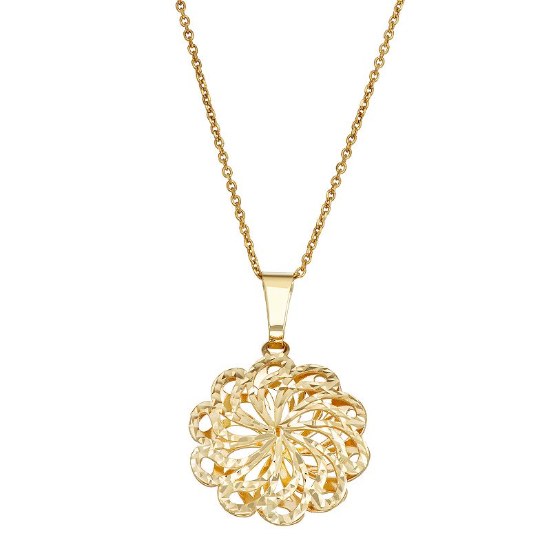 Fab-Gold 10k Gold Pinwheel Pendant Necklace, Womens, Size: 18, Yellow