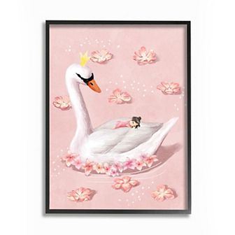 Stupell Home Decor Nursery Swan Princess Framed Wall Art