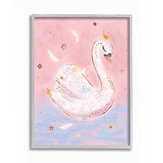 Stupell Home Decor Princess Swan Lake Star Framed Wall Art