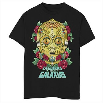 Boys' 8-20 Star Wars C-3PO La Guerra De Las Galaxias Head Shot Graphic Tee