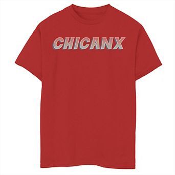 Boys 8-20 Gonzales Chicanx Blue Hue Text Tee