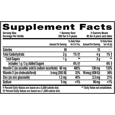 L'il Critters Kids Immune C Plus Zinc and Vitamin D Dietary Supplement - 190 Count