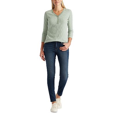 Women's Chaps 3/4 Sleeves Henley Top