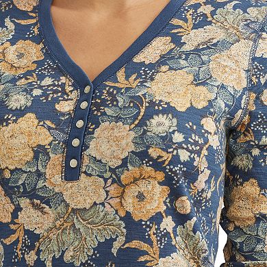 Women's Chaps 3/4 Sleeves Henley Top