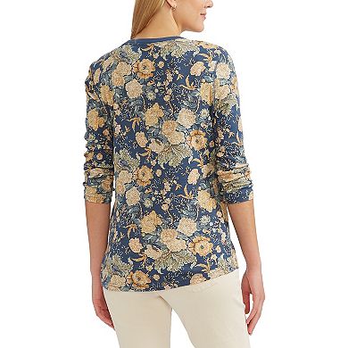 Women's Chaps 3/4 Sleeves Henley Top