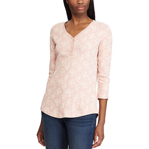 Women's Chaps 3/4 Sleeves Henley Top