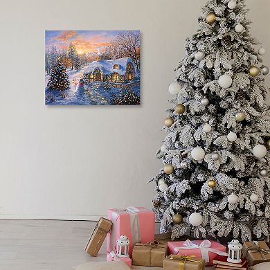 Fine Art Canvas Christmas Cottage Wall Art
