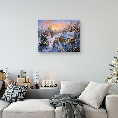 Fine Art Canvas Christmas Cottage Wall Art