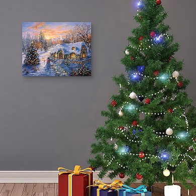 Fine Art Canvas Christmas Cottage Wall Art