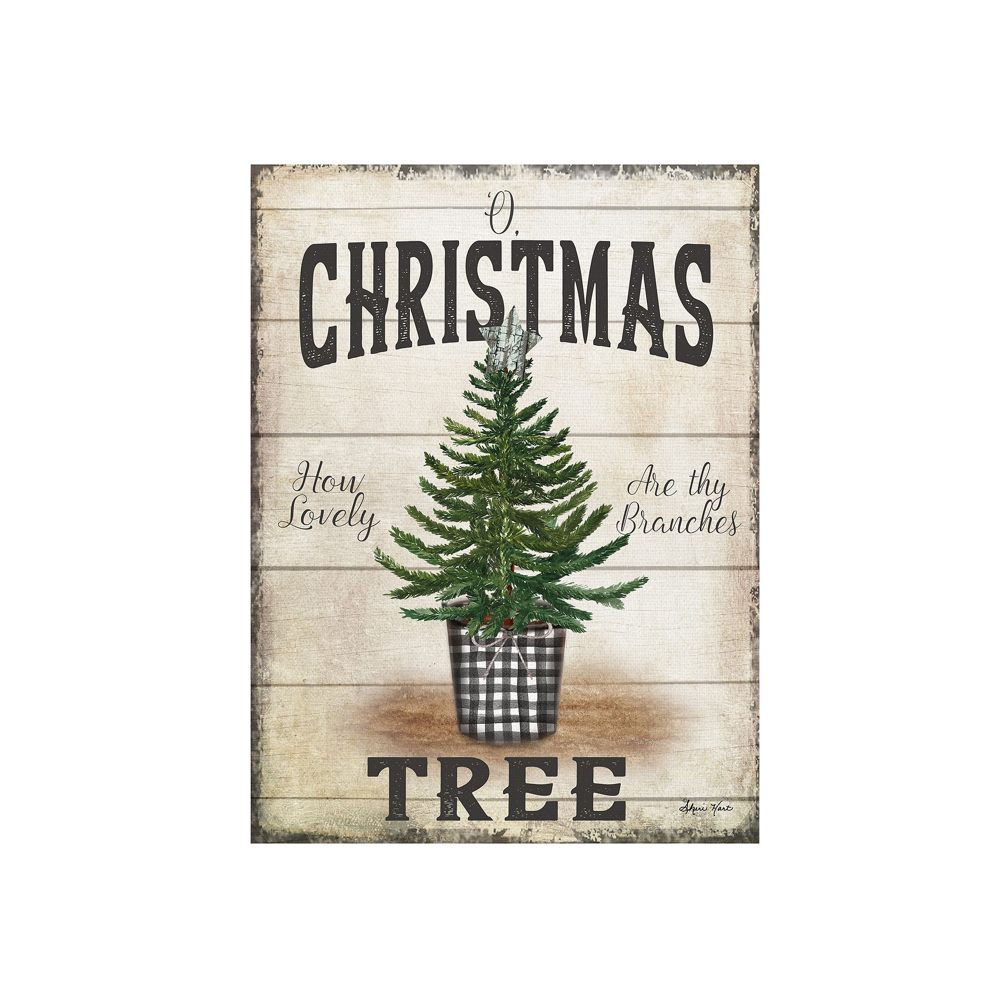 Fine Art Canvas Rustic Christmas Tree Wall Art, Green