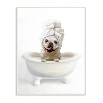 Stupell Home Decor Bathroom Relaxation House Pet Terrier Claw Bath Design Wall Art