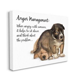 Stupell Home Decor Anger Management Advice Dog Humor Canvas Wall Art
