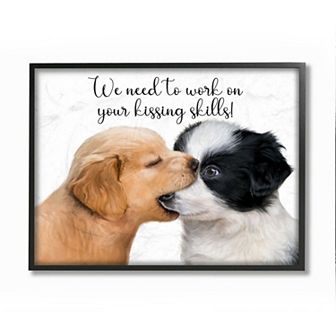 Stupell Home Decor Puppy Love Kiss Skills Love Quote Wall Art