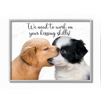 Stupell Home Decor Puppy Love Kiss Skills Love Quote Wall Art