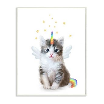 Stupell Home Decor Unicorn Kitten Rainbow Design Wall Art