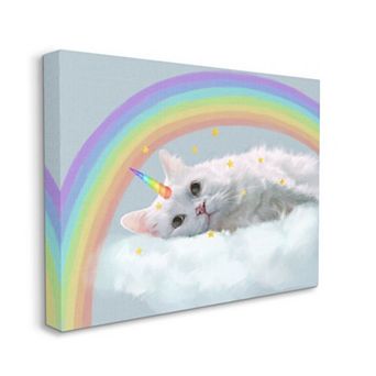 Stupell Home Decor Rainbow Cloud Fantasy Cat Canvas Wall Art