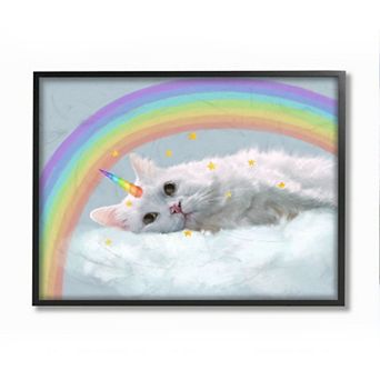 Stupell Home Decor Rainbow Cloud Fantasy Cat Wall Art
