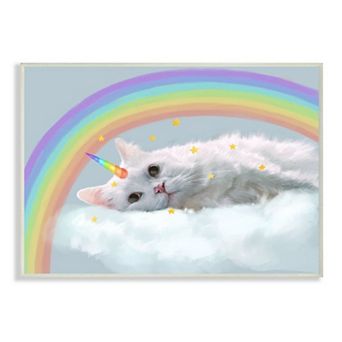 Stupell Home Decor Rainbow Cloud Fantasy Cat Plaque Wall Art