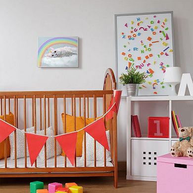 Stupell Home Decor Rainbow Cloud Fantasy Cat Wall Art