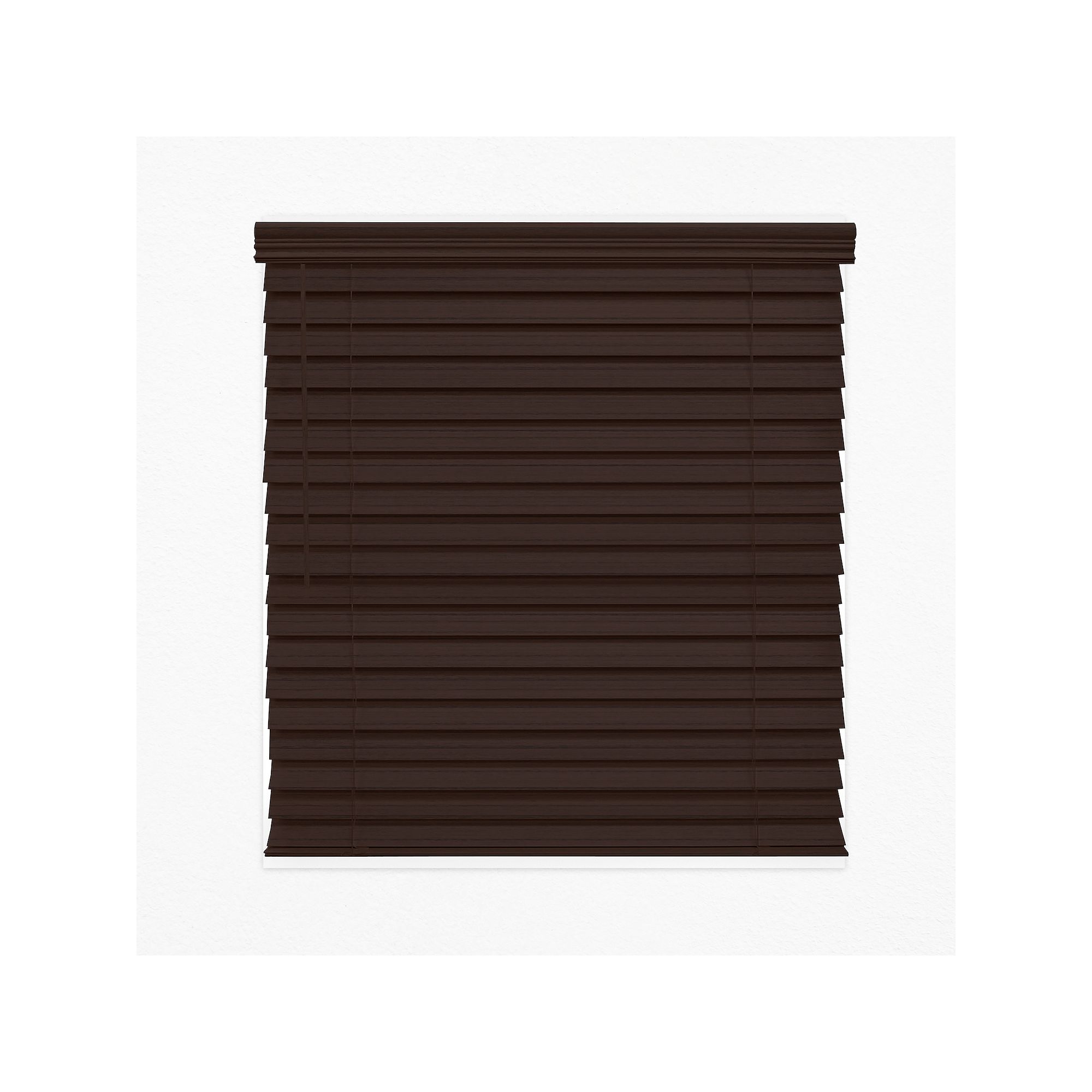 Custom Cut To Order Cordless 2.5 Faux Wood Blinds - 64 Length, Black B