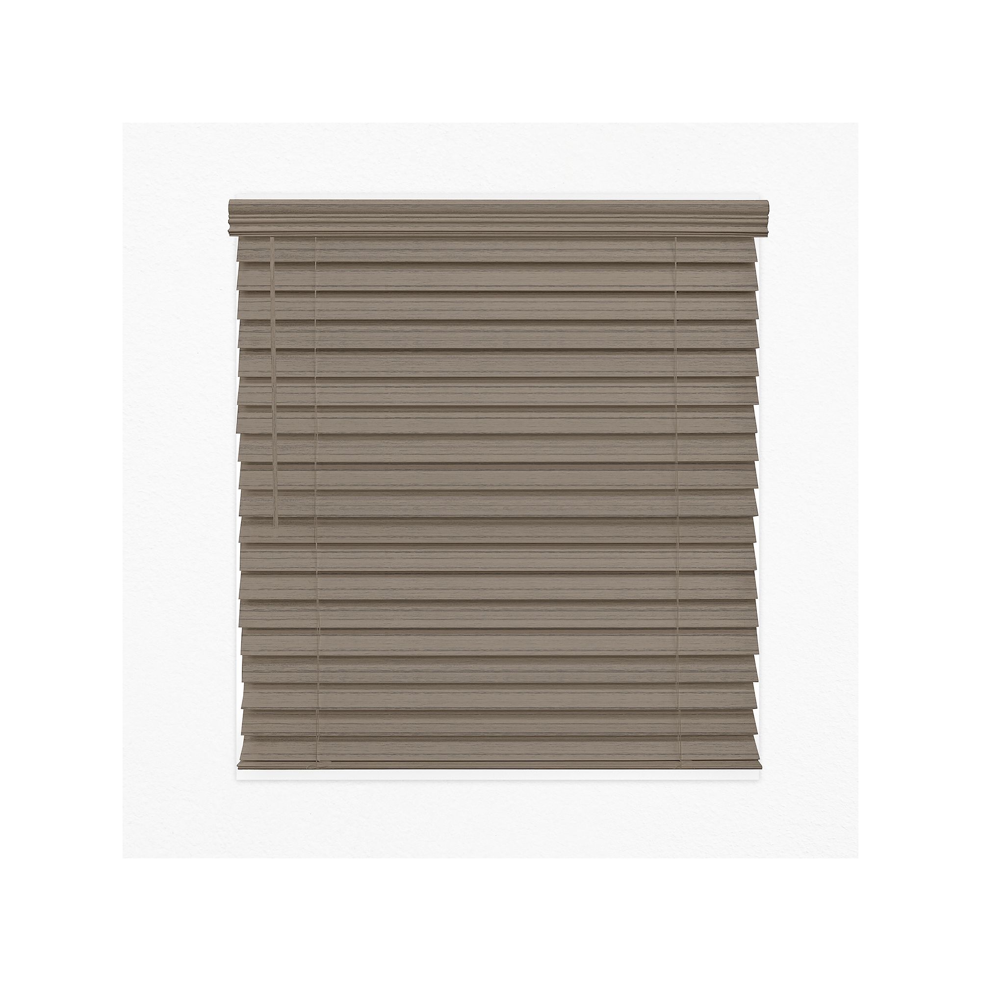 Custom Cut To Order Cordless 2.5 Faux Wood Blinds - 64 Length, Cobbles