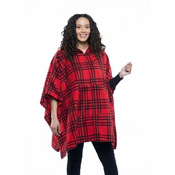 Women's Linda Anderson Le Moda Hooded Fleece Poncho with Hand Warmer Pockets