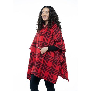 Women's Linda Anderson Le Moda Hooded Fleece Poncho with Hand Warmer Pockets