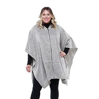 Women's Linda Anderson Le Moda Full Zip Hooded Grey Marl Poncho