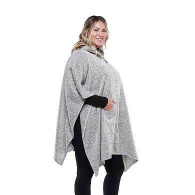 Women's Linda Anderson Le Moda Full Zip Hooded Grey Marl Poncho