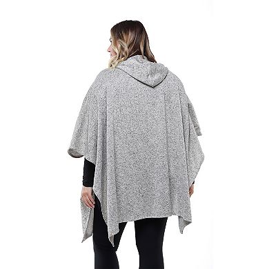 Women's Linda Anderson Le Moda Full Zip Hooded Grey Marl Poncho