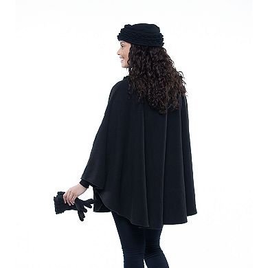Women's Linda Anderson Le Moda Ruffle Trim Fleece Cape, Glove, & Hat Set