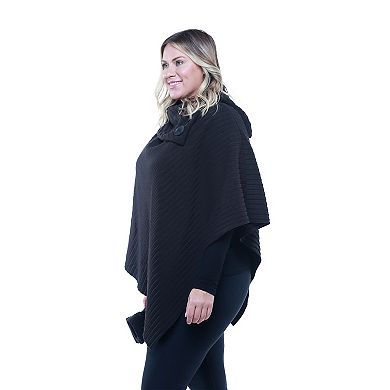 Women's Linda Anderson Le Moda Pleated Fleece Poncho & Gloves Set