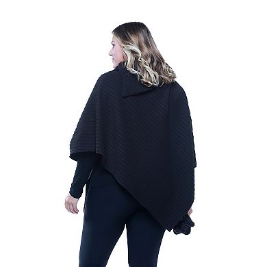 Women's Linda Anderson Le Moda Pleated Fleece Poncho & Gloves Set