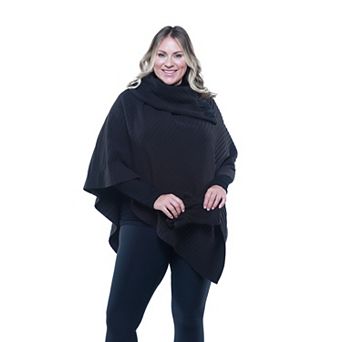 Women's Linda Anderson Le Moda Pleated Fleece Poncho & Gloves Set