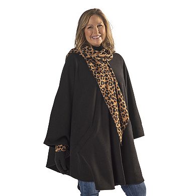 Women's Linda Anderson Le Moda Fleece Cape with Gloves & Attached Scarf