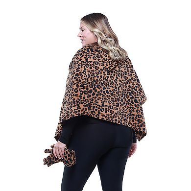 Women's Linda Anderson Le Moda Printed Fleece Poncho & Gloves Set